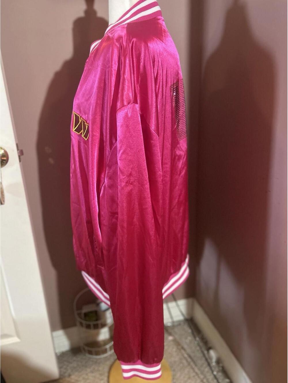 NFL Apparel Washington Commanders Satin Jacket Womens 5X Full Zip Pink Sparkly - Picture 3 of 12
